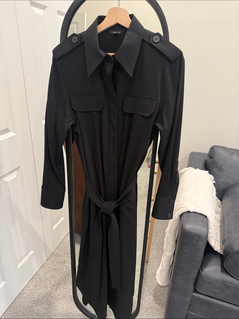 Massimo Dutti Black Button-Front Shirt Dress - Fits 10-12!